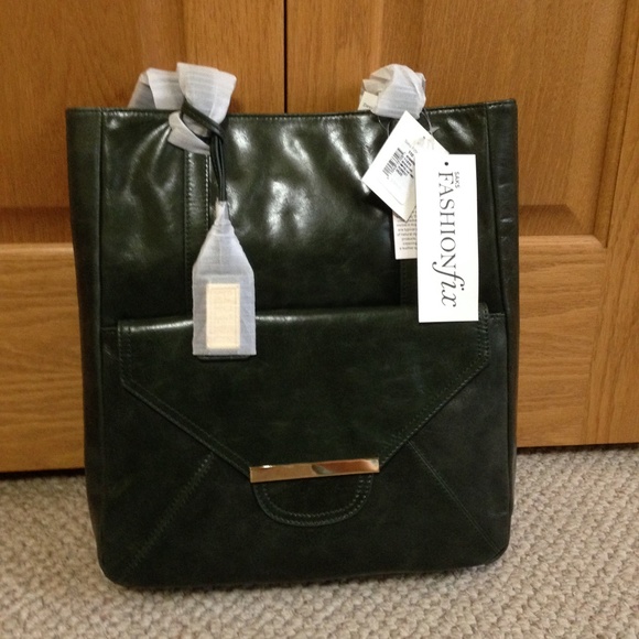 BADGLEY MISCHKA - Forest Green Leather Tote - New with Tag - Picture 1 of 6